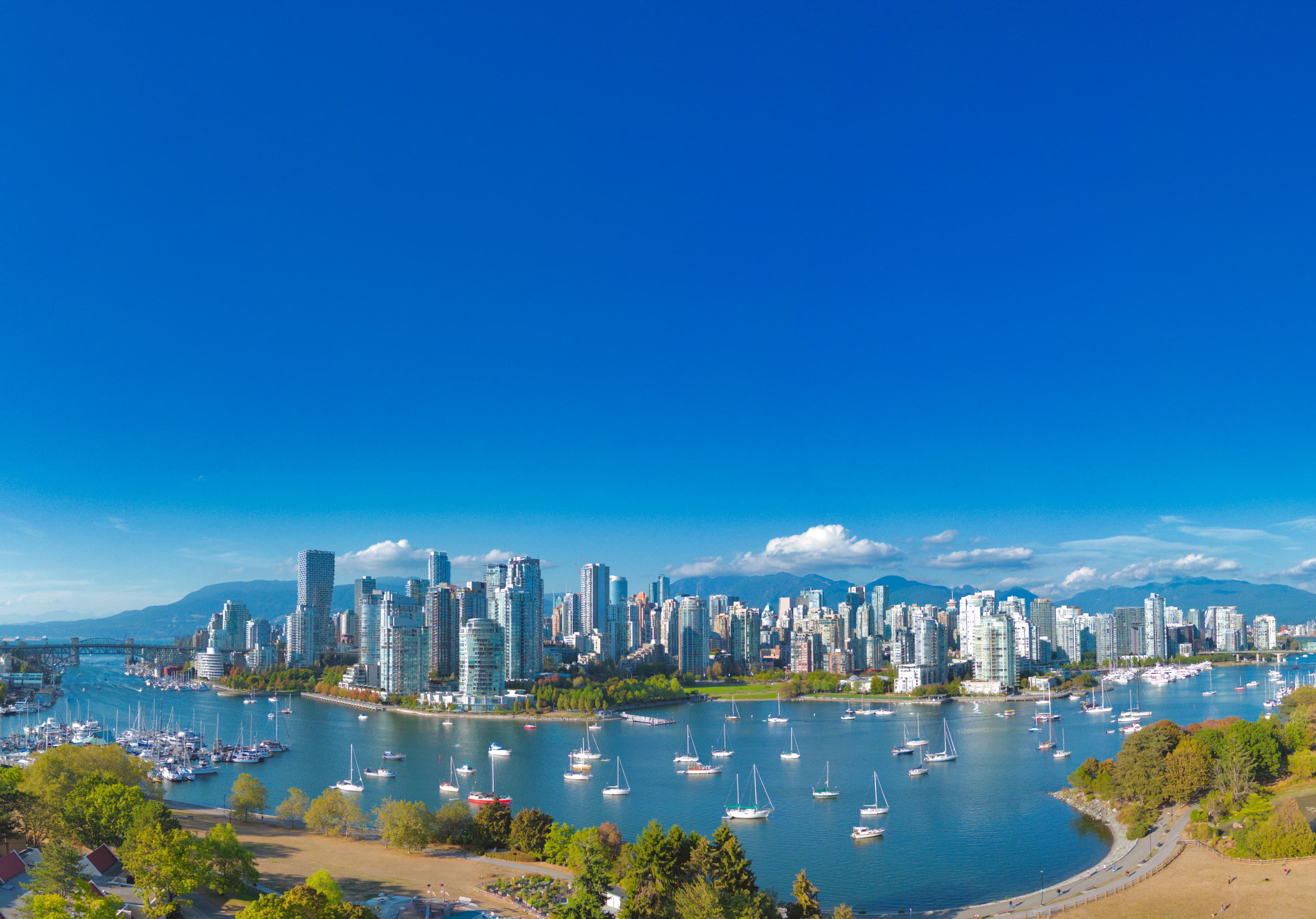 The Vancouver skyline and False Creek harbour